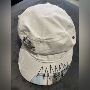 White Embroidered distressed Cap